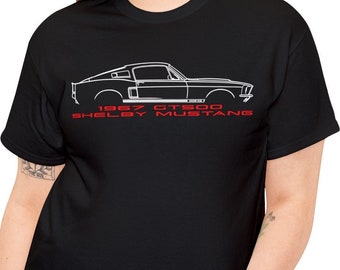 1967 GT500 Shelby Mustang Lover T Shirt, 67  GT500 Shelby Mustang T, 67 Shelby Mustang Profile Art on T-Shirt, 67 GT500 Shelby Mustang Shirt