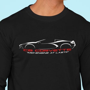 C8 Corvette Long Sleeve Tee, Corvette Profile Shirt, Corvette Lover T Shirt, Profile of C8 Generation Corvette, Corvette Lover Gift