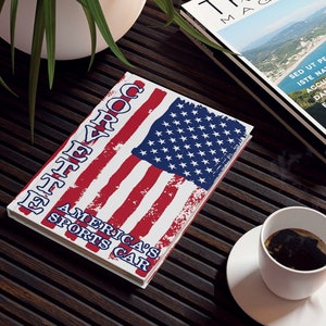 Corvette Journal, Corvette Lover Hard Backed Journal, Corvette Flag Gift