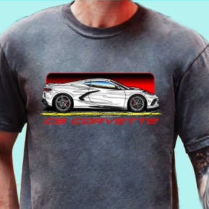 C8 Corvette T-Shirt, Profile of C8 Generation Corvette Art, Comfort Colors Garment Dyed Shirt, Corvette Lover Gift