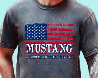 Mustang Lover T-shirt, Comfort Colors Garment Dyed Shirt, Mustang Muscle Car Tee, Mustang American Flag Shirt, Mustang Gift, Mustang Dad