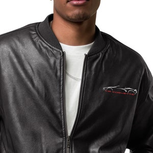 Blouson aviateur C8 Corvette Lover, brodé, veste Corvette en similicuir, cadeau pour papa Corvette