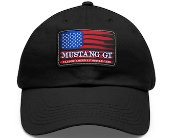 Mustang GT Flag Ball Cap, Mustang GT Hat, Mustang  Lover, Mustang Dad Hat, Classic American Muscle Car Cap, Wh or Bl
