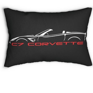 C7 Corvette Convertible Pillow, Corvette  Lumbar Pillow, Corvette Profile Art C7 Generation on Pillow, 20 x 14