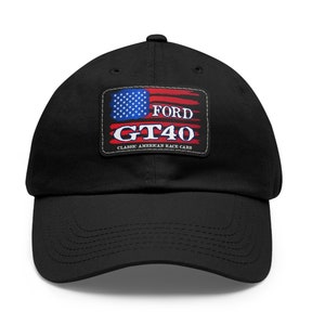 Ford GT40 Flag Ball Cap, Ford GT40 Hat, Ford GT40 Lover, Ford GT40 Dad Hat, Classic American Muscle Car Cap, White or Black