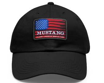 Mustang Flag Ball Cap, Mustang Hat, Mustang Lover, Ford Mustang Dad Hat, Classic American Muscle Car Cap, Wh or Bl