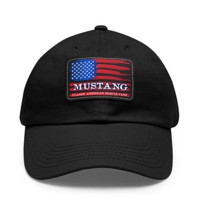 Mustang Flag Ball Cap, Mustang Hat, Mustang Lover, Ford Mustang Dad Hat, Classic American Muscle Car Cap, Wh or Bl