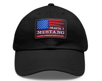 Mach 1 Mustang Flag Ball Cap, Mach 1 Mustang Hat, Mach 1 Mustang Lover, Mach 1 Dad Hat, Classic American Muscle Car Cap, Wh or Bl