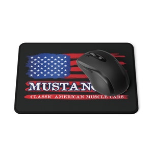 Mustang Lover Mouse Pad, Mustang Gift, Classic American Muscle Cars, Black 9.5&quot; x 8&quot; Non-slip  Mouse Pad, Printed In USA