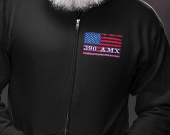 AMX 390 Lover Zip Hoodie, AMXs Muscle Cars Flag Full Zip Hooded Sweatshirt, AMX 390 Muscle Car Lover Hoodie, Dad Gift