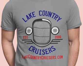Lake Country Cruisers of Lake Placid FL Car Club T Shirt, LCC Hot Rod Grille Shirt, For Club Members, Graphic on Front Only