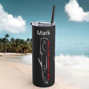 C5 Corvette Lover Personalized 20 OZ Skinny Tumbler, C5 Convertible Gift, 5th Generation Corvette Skinny Tumbler, Custom Name C5 Gift