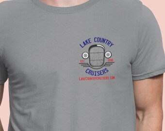 Lake Country Cruisers FL Club T Shirt, LCC Hot Rod Grille Shirt in 3 Colors, S to 5XL, Front and Back Graphic