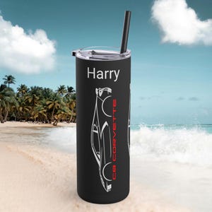 C8 Corvette Lover Personalized 20 OZ Skinny Tumbler, C8 Coupe Gift, 8th Generation Corvette Skinny Tumbler, Custom Name C8 Corvette Gift