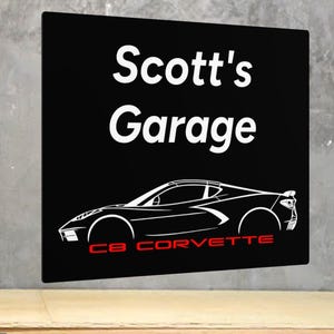 Personalized C8 Corvette Garage Sign, C8 Coupe with Custom Name Metal Art Sign, Corvette Garage Sign, C8 Coupe Corvette Gift