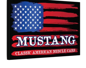 Mustang Canvas Wrap, Muscle Cars clásicos americanos Canvas Wrap Wall Hanging, Mustang Art Gift, 18 x 12