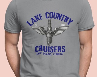 Lake Country Cruisers of Lake Placid FL Car Club T Shirt, LCC Spark Plug Shirt, For Club Members, Graphic on Front Only