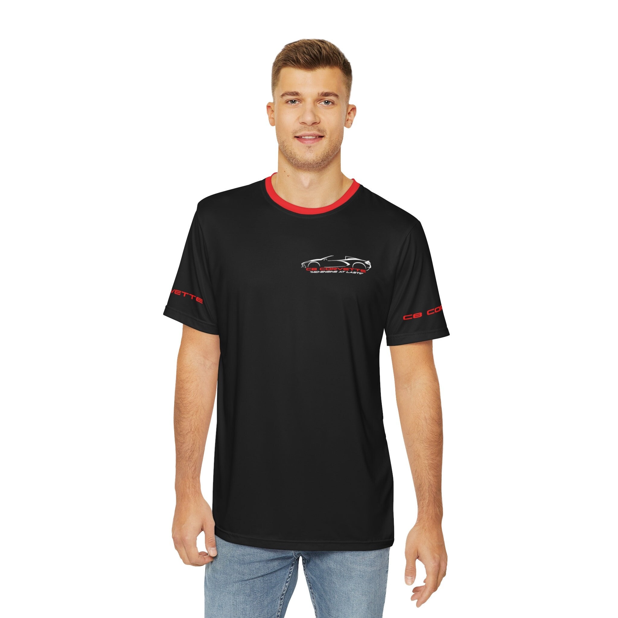Men's C8 Corvette Muirfield Performance Long Sleeve Red Plaid Shirt main image 1
