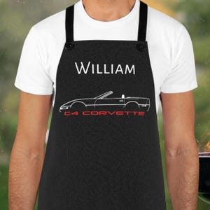 Personalized C4 Corvette Lover Apron, Dad C4 Corvette Convertible Lover Apron, C4 Corvette Gift,