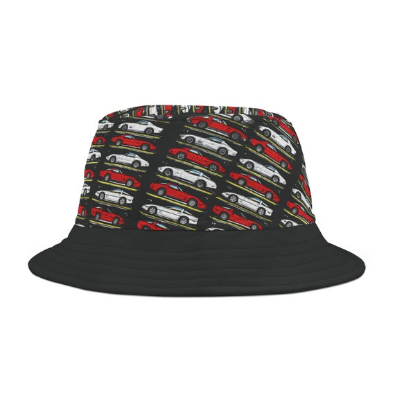 カタリスト STENCIL BUKET HAT”BLACK×RED“ Corvette Lover Bucket Hat, Corvette Profile Art Hat