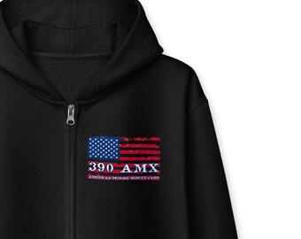 AMX 390 Lover Zip Hoodie, AMXs Muscle Cars Flag Full Zip Hooded Sweatshirt, AMX 390 Muscle Car Lover Hoodie, Dad Gift
