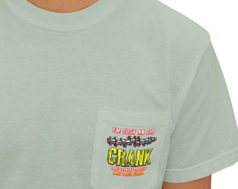 Lake Country Cruisers FL Club Pocket T Shirt, I'm Just an Old Crank T, Crankshaft Pic, S to 3XL, Front and Back Graphic, Garment-Dyed Tee