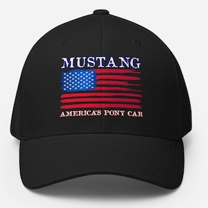 Mustang Lover Ball Cap, Ford Mustang Hat, Twill Flex Fit Baseball Hat, American Flag Mustang, Mustang Lover Gift, Dad Mustang Hat Gift