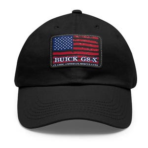 Buick GSX Flag Ball Cap, GSX  Buick Hat, Buick Lover, GM Buick Dad Hat, Classic American Muscle Car Cap, White or Black