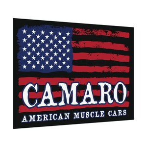 Camaro Lover Poster, Camaro American Muscle Cars, American Flag Camaro Art, Camaro Gift, Camaro Art, 16.5 x 11.7 Poster, Blk BkGd