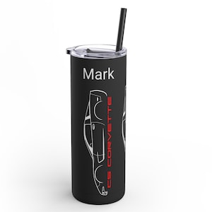 C5 Corvette Lover Personalized 20 OZ Skinny Tumbler, C5 Coupe Gift, 5th Generation Corvette Skinny Tumbler, Custom Name C5 Gift