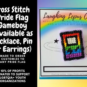 Pride Flag Gameboy Cross Stitch Pin Customizable by Pride Flag, Pride Pin, LGBTQIA+ Pin