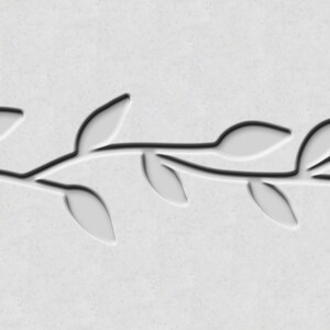 May include: A white, textured background with a repeating, embossed design of a vine with leaves. The leaves and stem are a lighter shade of white, creating a subtle, elegant contrast. The design is simple and minimalist.