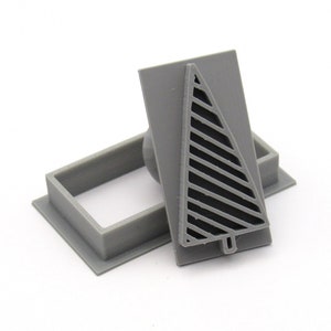 Modern Striped Chistmas Tree Stamp with Cutter - rectangle pendant stamp with cutter