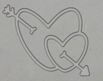 Double Hearts with arrow Valentine Mug Clay Stamp for handbuild pottery