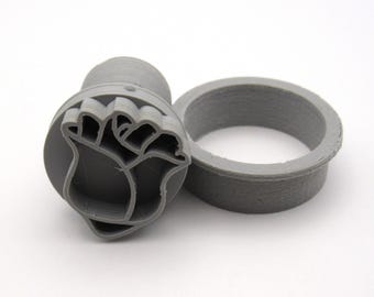 Rosebud Flower Pendant Clay Stamp with Round Cutter