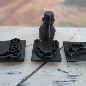 Set of Western Stamps for handbuild clay: Cowboy Hat stamp, Western Boot stamps, Horseshoe stamp with interchangeable handle