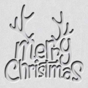 May include: White background with a black outline of a reindeer's antlers and the words "merry christmas" in a stylized font.