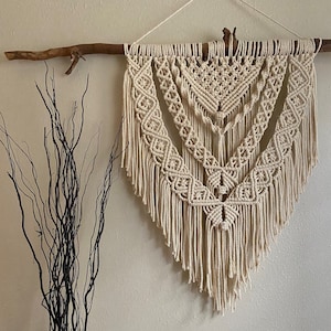 Large Handmade Macrame Wall Hanging: Boho Tapestry Mural