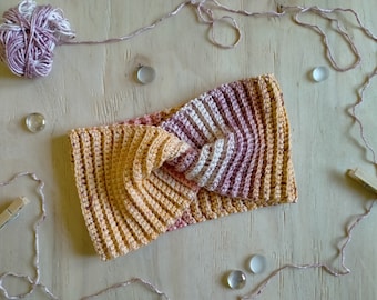 "Sunset" hair band, hand crocheted in cotton - Handband - Hair accessory