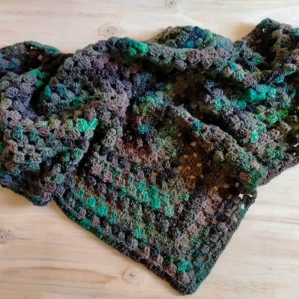 Écharpe baktus au crochet faite à la main, couleur dégradée