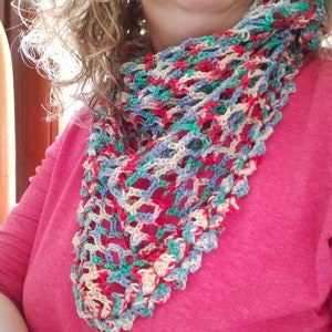 Baktus scarf in multicolor cotton crocheted image 5