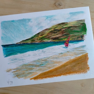 Dipinto originale realizzato con pastelli ad olio - Quadro originale - Paesaggio marino