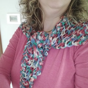 Baktus scarf in multicolor cotton crocheted image 4