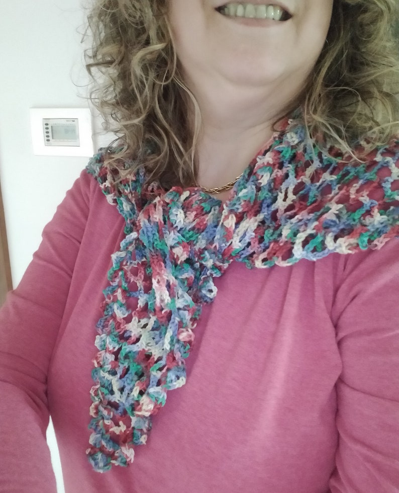 Baktus scarf in multicolor cotton crocheted image 4