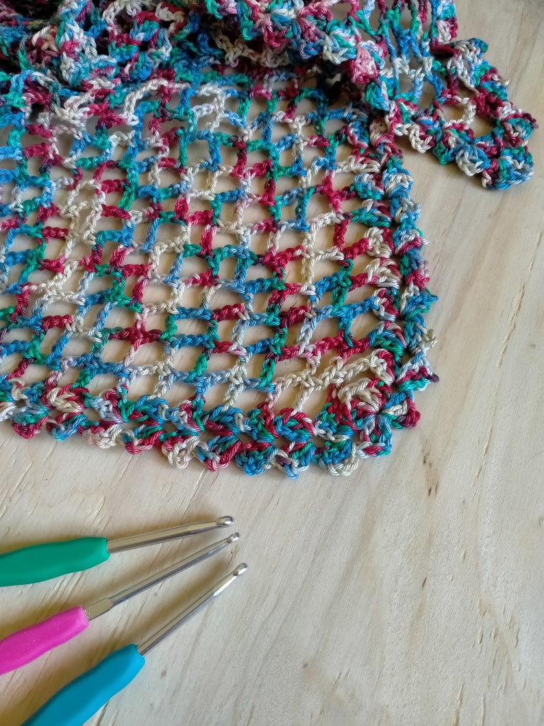 Baktus scarf in multicolor cotton crocheted image 3