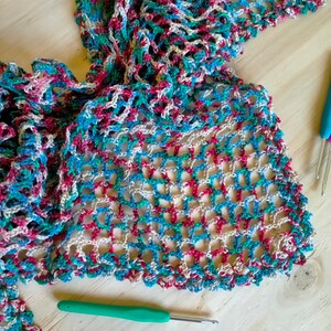 Baktus scarf in multicolor cotton crocheted image 2
