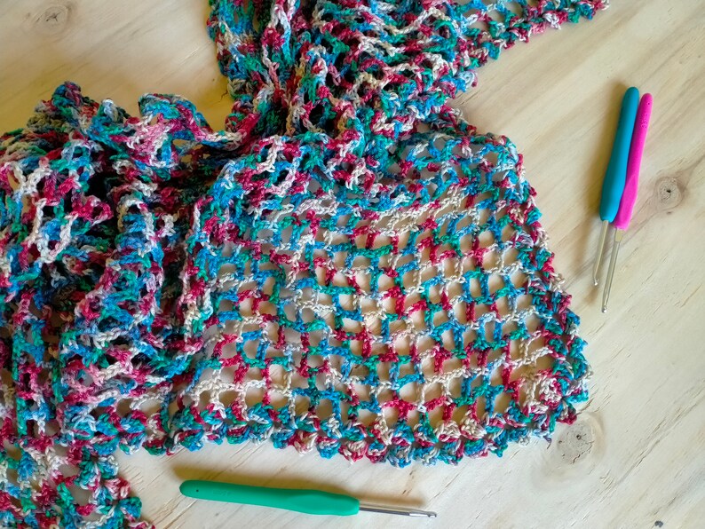 Baktus scarf in multicolor cotton crocheted image 2