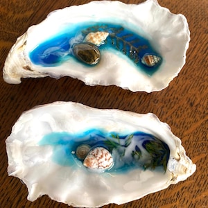 A pair of natural oyster shell resin ROCK POOLS  (A)