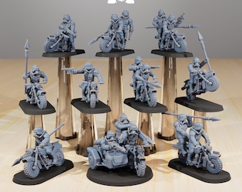 GrimGuard - Death Bikers, mechanized infantry, post apocalyptic empire, usable for tabletop wargame.