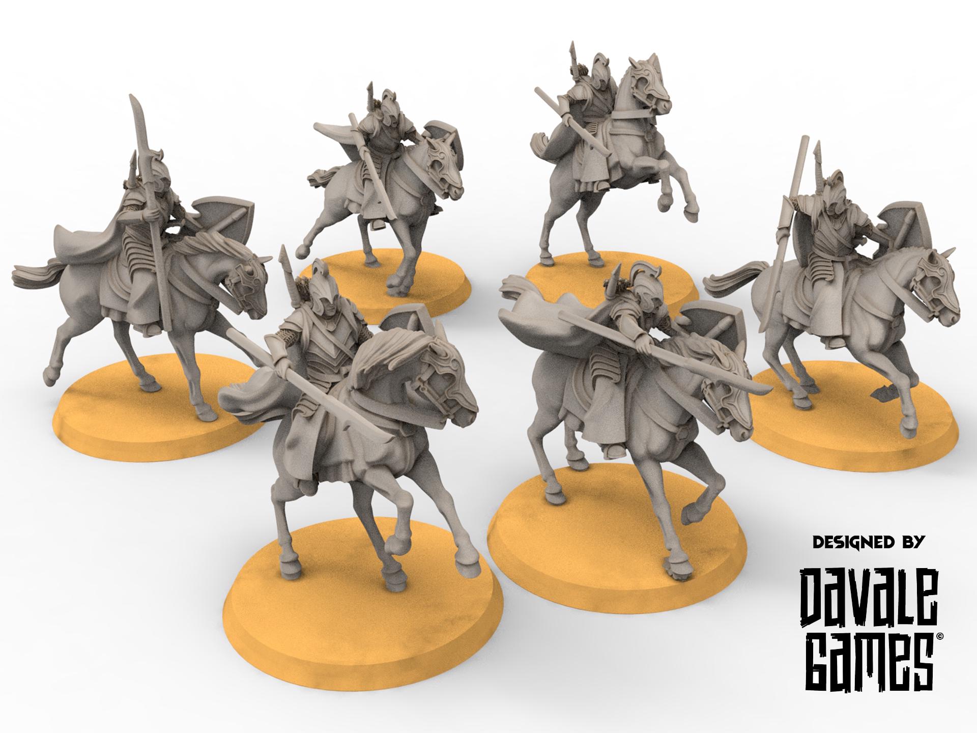 Rivandall - Cavalrymen, Last Hight elves from the West, Middle rings miniatures pour wargame D&D, SDA...